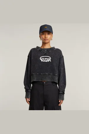 G-Star Womens G-Star RAW Overdyed Cropped Logo Loose Sweater - Cotton - Size Small