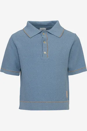 ELEVENTY Boys Linen Knit Polo Shirt in - Size 6Y