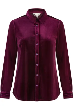 Yumi Womens Plum Velvet Relaxed Fit Shirt - - Size 14 UK