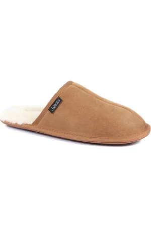 JONES BOOTMAKER Mens Sheepskin Lined Slippers - Leather - Size UK 8