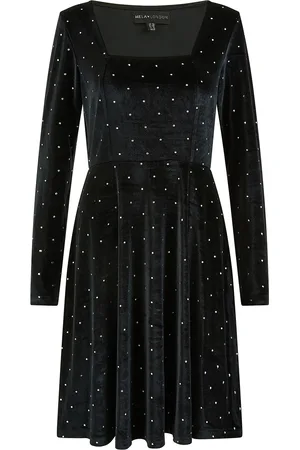 Mela Womens Skater Dress With Diamantes and Long Sleeve - Size 10 UK