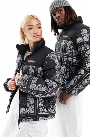 Napapijri Unisex puffer jacket in paisley bandana print - Size Medium