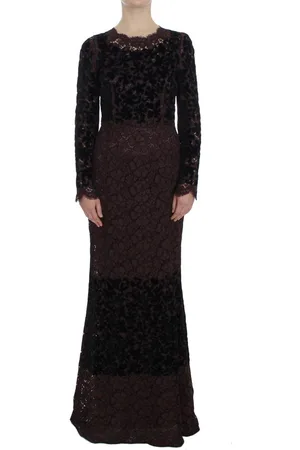 Dolce & Gabbana WoMens Purple Floral Lace Ricamo Maxi Dress - material_rayon - Size IT 40 (Womens)