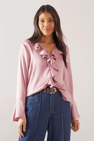 wallis Womens Stripe Crinkle Ruffle Sleeve Blouse - - Size 20 UK
