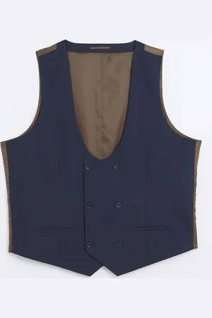 River Island Mens Twill Waistcoat Big & Tall Skinny Fit - Size 48 (Chest)
