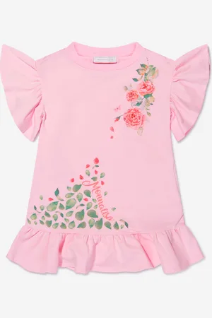 MONNALISA Girls Cotton Rose Print Dress - - Size 11Y