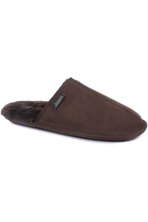 JONES BOOTMAKER Mens Sheepskin Lined Slippers - Leather - Size UK 8