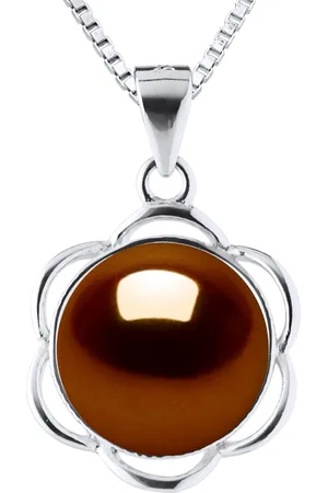 Diadema Womens PETAL Necklace Freshwater Pearl 9-10 mm 925 Silver - One Size