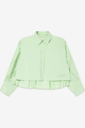 Maison Margiela Kids Unisex Cropped Poplin Pleated Back Shirt in - Size 10Y