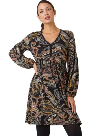 Roman Womens Paisley Print Stretch Dress - - Size 20 UK