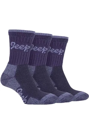 Jeep Womens TERRAIN - 3 Pairs Cotton Walking Hiking Socks for Ladies - - Size UK 4-6.5