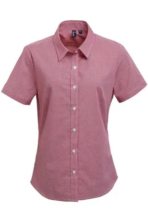 Premier Womens/Ladies Gingham Short-Sleeved Shirt ( /White) - Size 20 UK