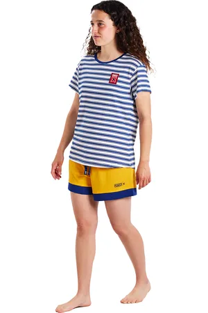 Munich Womens short-sleeved and round neck pajamas MUEH0200 - - Size Large