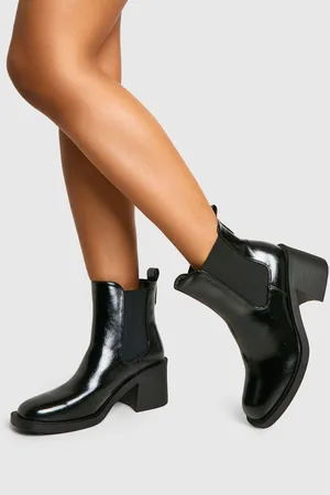 Boohoo Womens Patent Textured Heeled Chelsea Boots - - Size UK 8