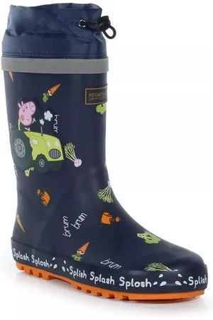 Regatta Childrens Unisex Childrens/Kids Splash Peppa Pig Wellington Boots (Navy/Orange/Green) - - Size UK 11 Kids