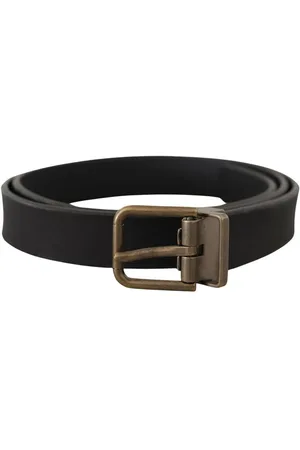 Dolce & Gabbana Mens Leather Brass Metal Grain Buckle Classic Belt - Size 90 cm