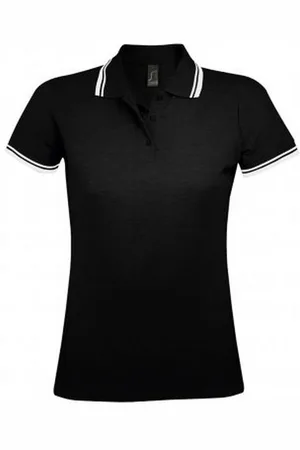 Sols Womens/Ladies Pasadena Tipped Short Sleeve Pique Polo Shirt Cotton - Size Medium