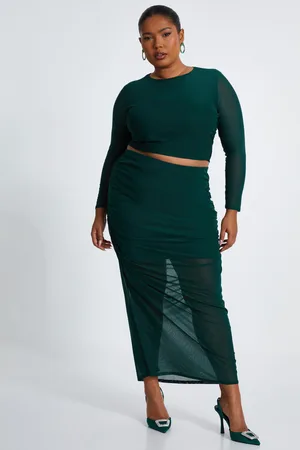 Quiz Womens Curve Bottle Mesh Midaxi Skirt - Size 18 UK