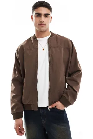 ASOS Mens oversized bomber jacket in washed -Black - Size 2XS