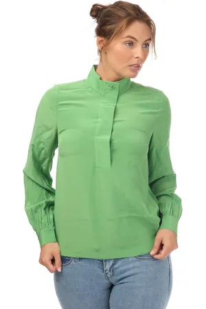 Ted Baker Womens Marylou Silk Shirt With Stand Collar in Cotton - Size 14 UK