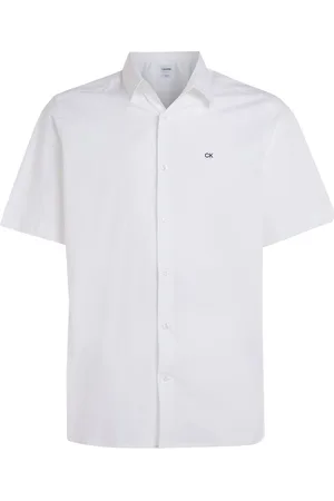 Calvin Klein Mens Poplin Stretch Short Sleeve Shirt in Cotton - Size Large