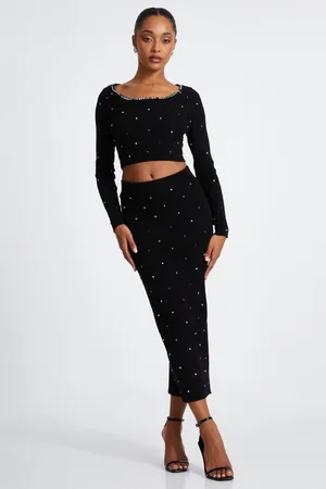 Quiz Womens Embellished Knit Cropped Jumper - Size Medium