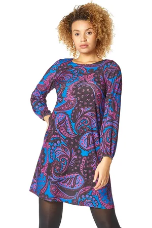 Roman Womens Paisley Print Swing Dress - - Size 10 UK