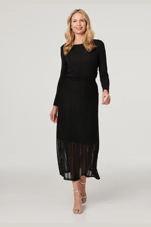 Izabel London Womens Metallic High Waist Maxi Skirt - Size 14 UK