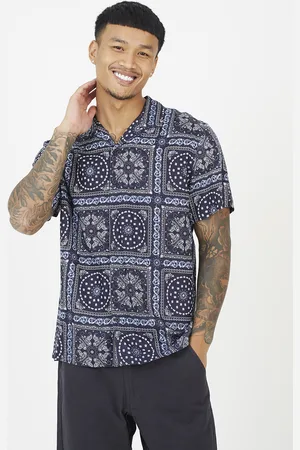 Brave Soul Mens Revere Collar Print Shirt - - Size Small