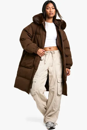 Boohoo Womens Premium Faux Fur Trim Parka - Nylon - Size Small