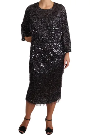 Dolce & Gabbana WoMens Sequined Long Sleeve Shift Midi Dress material_polyester - Size IT 42 (Womens)