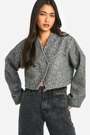 Boohoo Womens Wool Look Cropped Jacket - - Size 10 UK