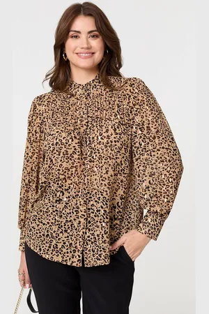 Izabel London Womens Animal Print High Neck Loose Fit Blouse - Size 8 UK