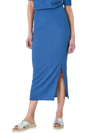 Roman Womens Textured Stretch Midi Elastic Waist Skirt - - Size 12 UK