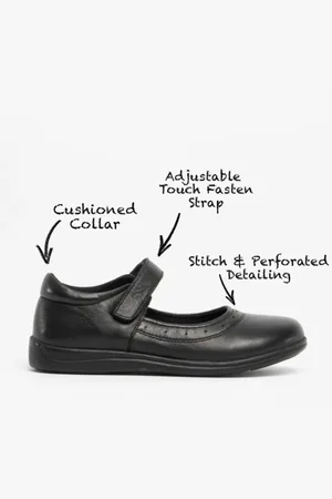 ROAMERS ELSA Girls Leather Touch Fasten Mary Jane Shoes - Size UK 1