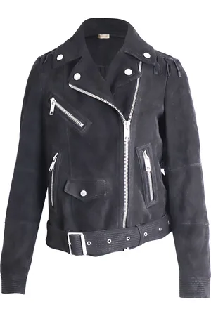 Burberry Pre-owned Womens Arnstead Fringe Biker Jacket in Suede - Size Small