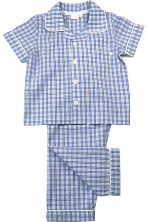 Mini Vanilla Boys Blue Bllue and White Check Cotton Pyjama Set - - Size 4-5Y