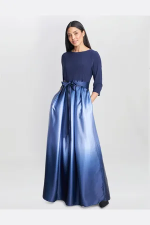 Gina Bacconi Womens Ingrid V Neck Back Ombre Satin Maxi Dress - - Size 10 UK