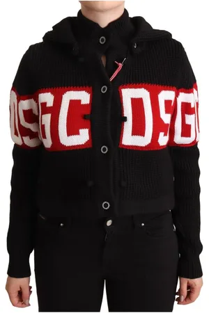 GCDS WoMens Cashmere Hooded Button Down Logo Cardigan Jacket material_cashmere - Size IT 40 (Womens)