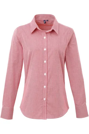 Premier Womens/Ladies Gingham Long-Sleeved Shirt ( /White) - Size 12 UK