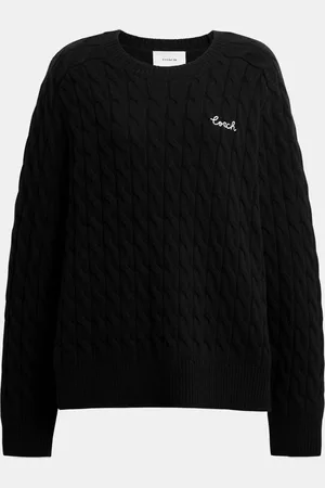 Coach Womens Crewneck Cable Knit Sweater - material_leather1 - Size Large