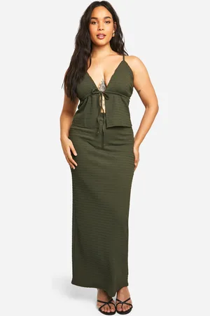 Boohoo Womens Plus Textured Tie Cami Top & Wrap Maxi Skirt Co Ord - - Size 28 UK