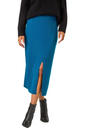Roman Womens Front Split Knitted Midi Skirt - - Size 16 UK
