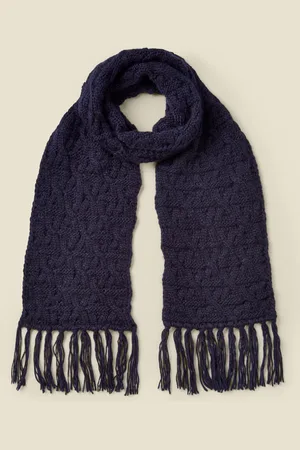 Sosandar Womens Bella Navy Chunky Knitted Scarf - One Size
