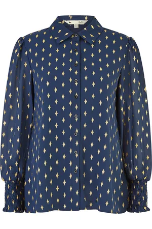 Yumi Womens Diamond Foil Print Top With Ruched Cuff - Size 12 UK