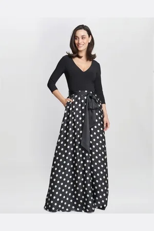 Gina Bacconi Womens Christina Spot Print Satin And Jersey Dress - - Size 10 UK