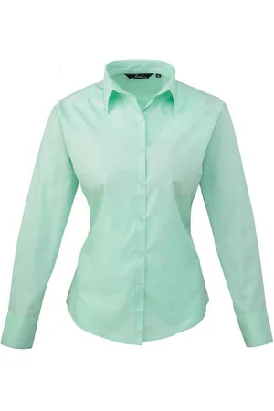 Premier Womens/Ladies Long-Sleeved Shirt (Aqua) - - Size 8 UK