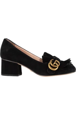 Gucci Pre-owned Womens GG Marmont Mid-Heel Loafer Pumps in Suede - Size 35.5 EU/IT