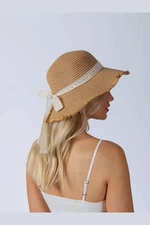 SVNX Womens Lace Ribbon Straw Sun Hat - - One Size