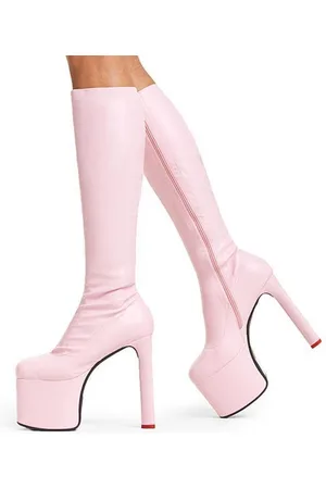 Lamoda Womens Knee High Boots Rockstar Girlfriend Round Toe Platform Heels - - Size UK 6